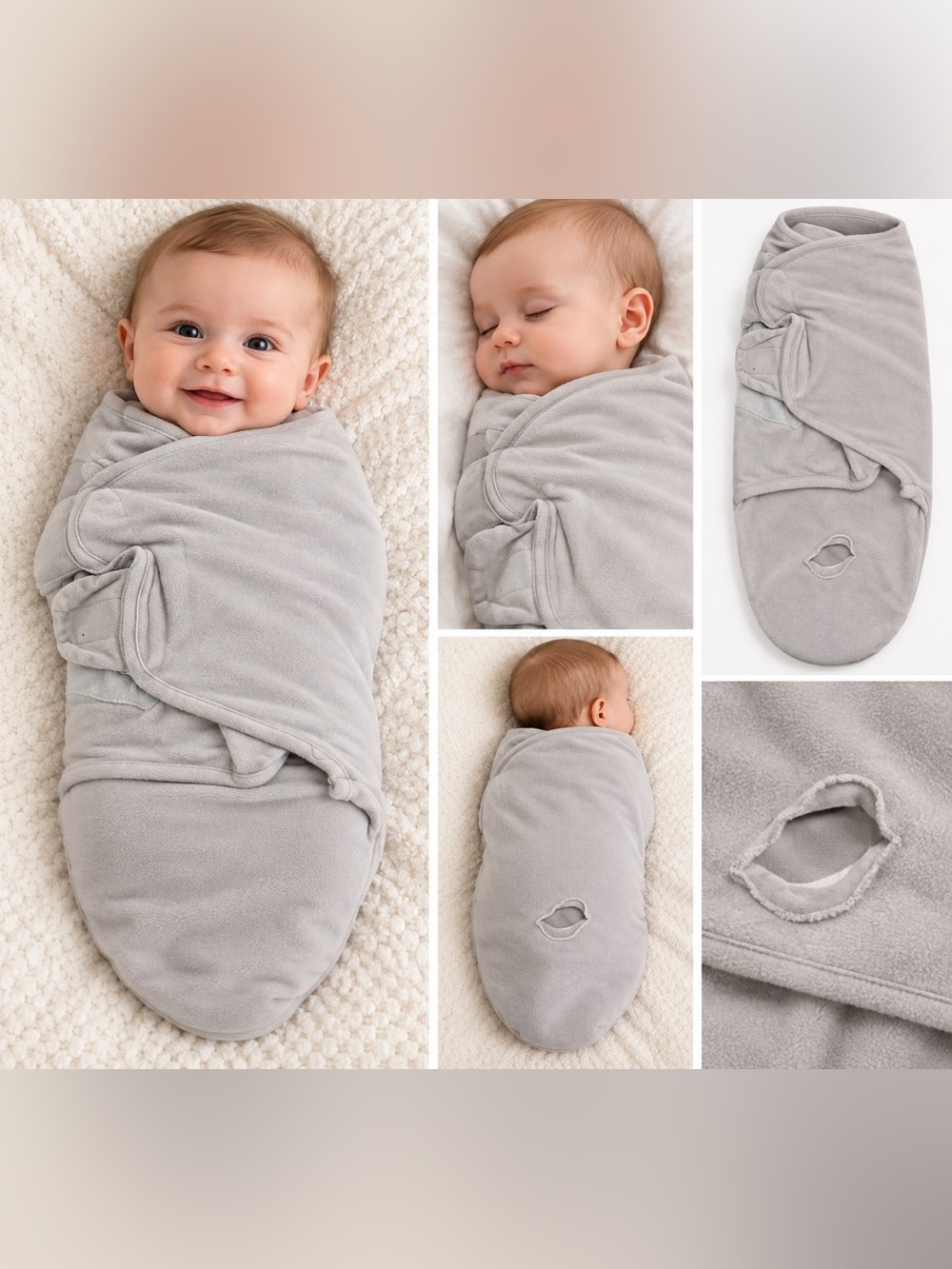 Cozy Gray Infant Swaddle Wrap – Soft Newborn Sleep Sack